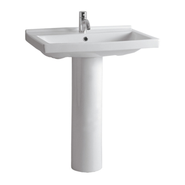 Whitehaus Tubular Pedestal With Rectangular Sink And Chrome Overflow ...